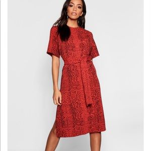 Boohoo Orange Snakeskin dress